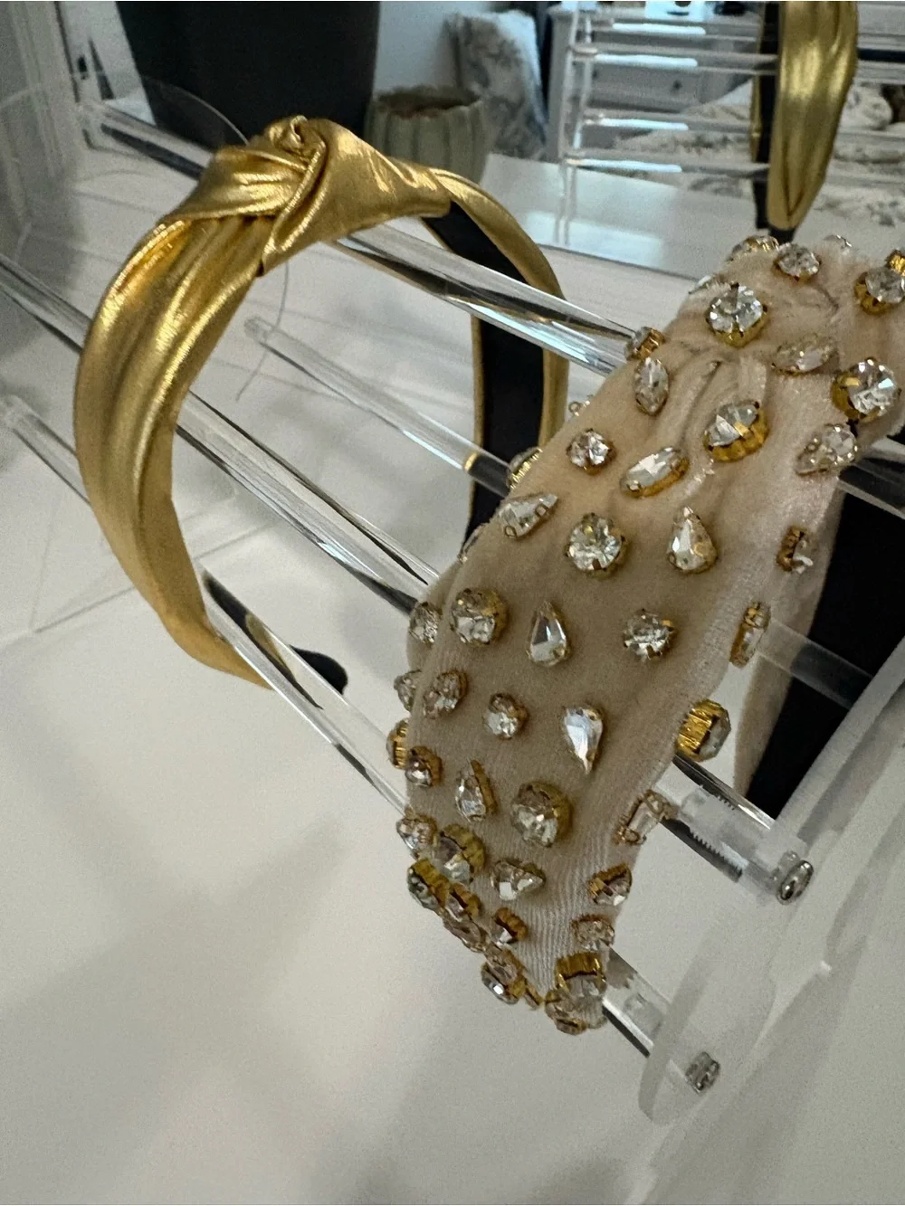 Bedazzled Cream Crystal Headband - and gold one never used adult